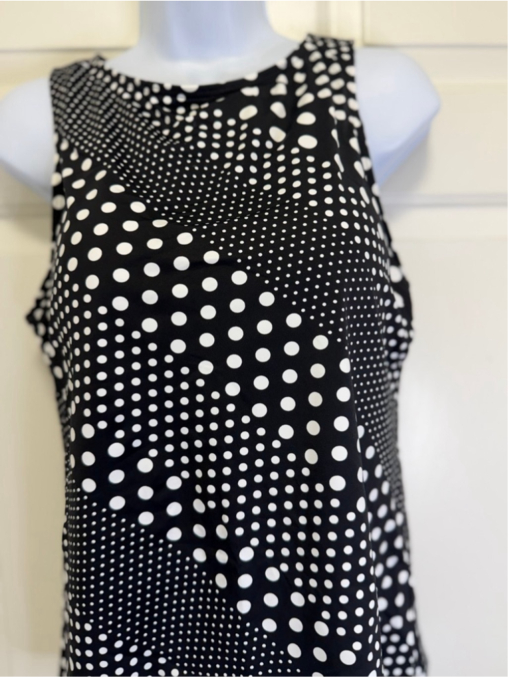 Lands’ End High Neck Tankini Top Size 12 Black White Polka Dot UPF 50 NWT - Picture 3 of 9